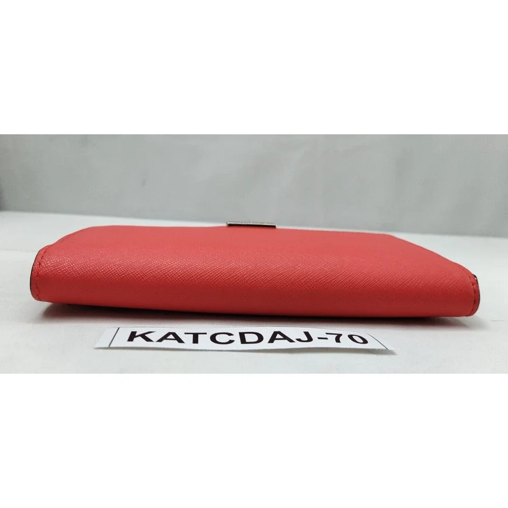 Kate Spade New York Red Crossgrain Leather Credit Card Bifild Long Wallet